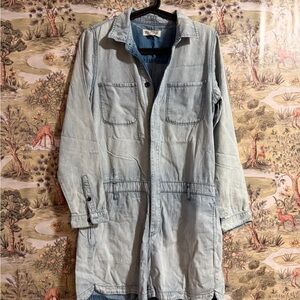 Light Blue Denim jumpsuit shorts